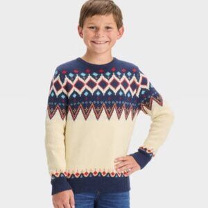 Boys' Holiday Fair Isle Pullover Sweater - Cat & Jack, Cream 10/12
